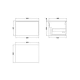 nuie lux Kivo 600mm Autumn Oak 1 Drawer Wall Hung Vanity Unit With Marble Worktop