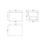 nuie lux Kivo 600mm Autumn Oak 1 Drawer Wall Hung Vanity Unit With Co-ordinating Worktop