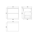 nuie lux Kivo Autumn Oak 2 Drawer Wall Hung Vanity Unit With Black Pietra Marble Laminate Worktop