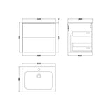 nuie lux Kivo Autumn Oak Wall Hung 2-Drawer Unit & Stone Basin 1TH