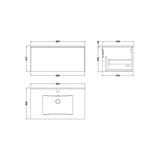 nuie lux Kivo 800mm Autumn Oak 1 Drawer Wall Hung Vanity Unit With 1 Tap Hole Basin With Worktop