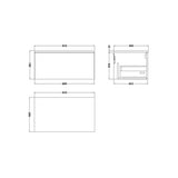nuie lux Kivo 800mm Autumn Oak 1 Drawer Wall Hung Vanity Unit With Bellato Grey Worktop