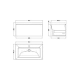 nuie lux Kivo 800mm Autumn Oak 1 Drawer Wall Hung Vanity Unit With 1 Tap Hole Fireclay Basin