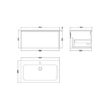 nuie lux Kivo Autumn Oak Wall Hung 1-Drawer Unit & Stone Basin 1TH