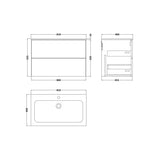 nuie lux Kivo Autumn Oak Wall Hung 2-Drawer Unit & Stone Basin 1TH