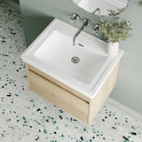 nuie lux Loftwood Autumn Oak 1 Drawer Wall Hung Vanity Unit With Fireclay Basin