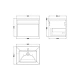 nuie lux Loftwood Autumn Oak 1 Drawer Wall Hung Vanity Unit With 1 Tap Hole Fireclay Basin