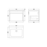 Nuie Lux Loftwood Autumn Oak Wall Hung 1-Drawer Unit & Stone Basin 1TH