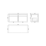 nuie lux Loftwood 1200mm Autumn Oak 2 Drawer Wall Hung Vanity Unit With Co-ordinating Worktop