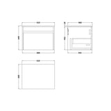nuie lux Loftwood Autumn Oak 1 Drawer Wall Hung Vanity Unit With White Marble Worktop