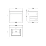 nuie lux Loftwood Autumn Oak 1 Drawer Wall Hung Vanity Unit With Basin With Marble Worktop