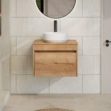 nuie lux Loftwood Autumn Oak 1 Drawer Wall Hung Vanity Unit With Co-ordinating Worktop