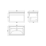 nuie lux Loftwood Autumn Oak 1 Drawer Wall Hung Vanity Unit With 1 Tap Hole Fireclay Basin