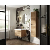 nuie lux Loftwood Autumn Oak 1 Drawer Wall Hung Vanity Unit With 1 Tap Hole Fireclay Basin