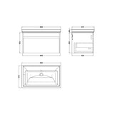 nuie lux Loftwood Autumn Oak 1 Drawer Wall Hung Vanity Unit With Fireclay Basin