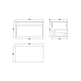 nuie lux Loftwood Autumn Oak 1 Drawer Wall Hung Vanity Unit With White Marble Worktop