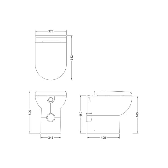 nuie lux Comfort Height Back to Wall Pan With Soft Close Seat