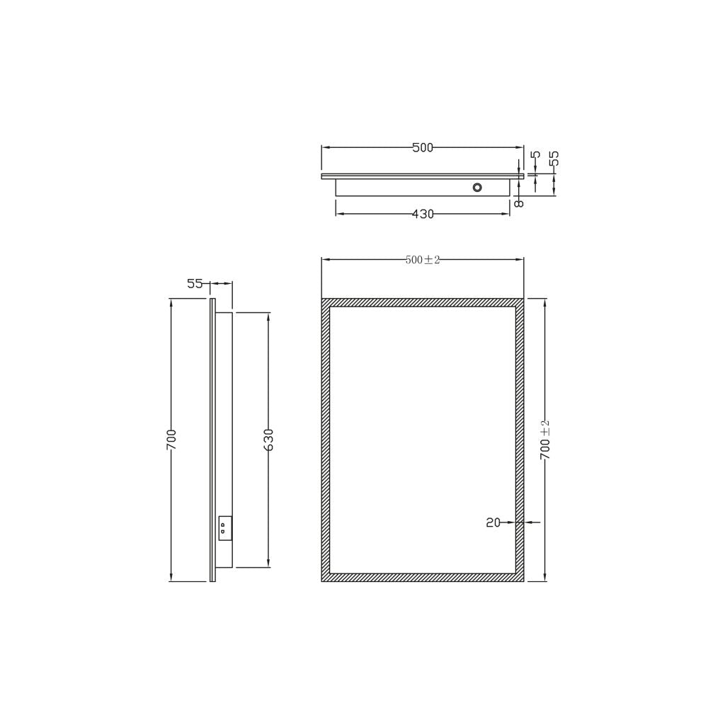 Mosca LED Mirror with Demister Pad and Shaver Socket