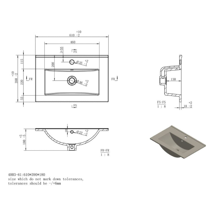 Mayfair 615mm Wall Hung 2 Drawer Basin Unit & Basin