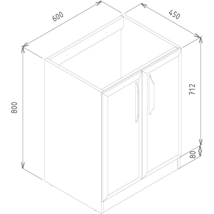 Mika 1210mm Floor Standing 4 Door Basin Unit w/2TH Basin - Matt Apricot