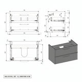Mika 815mm Wall Hung 2 Drawer Basin Unit w/1TH Basin - Matt White