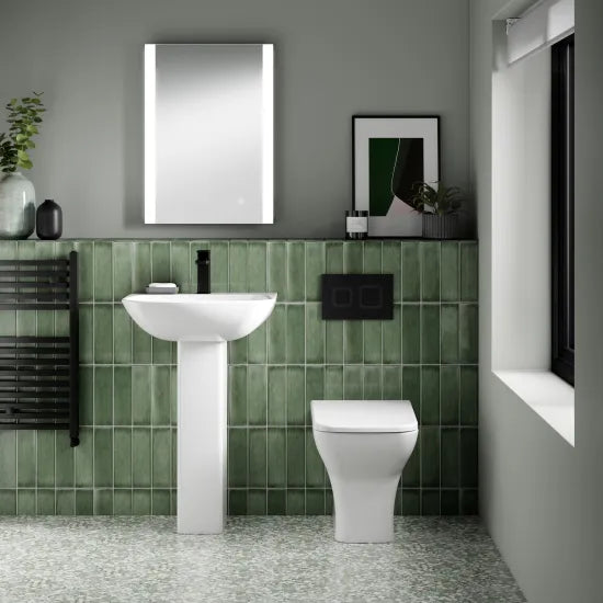 nuie Ava Round Back to Wall Toilet Pan With Seat