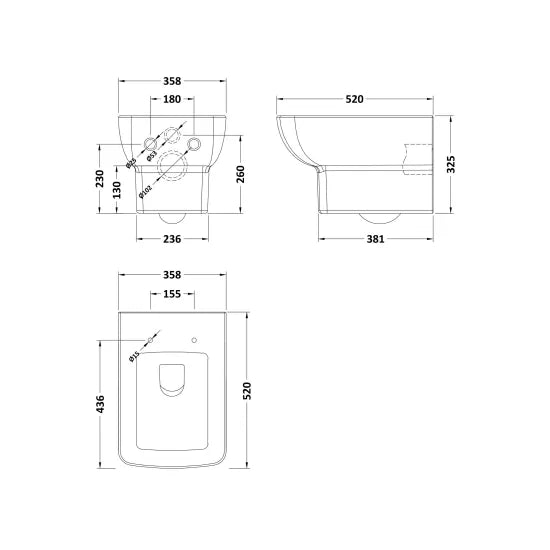 nuie Cleo Rimless Wall Hung Pan