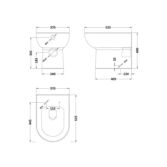 nuie Isla Round Rimless Back to Wall Toilet Pan