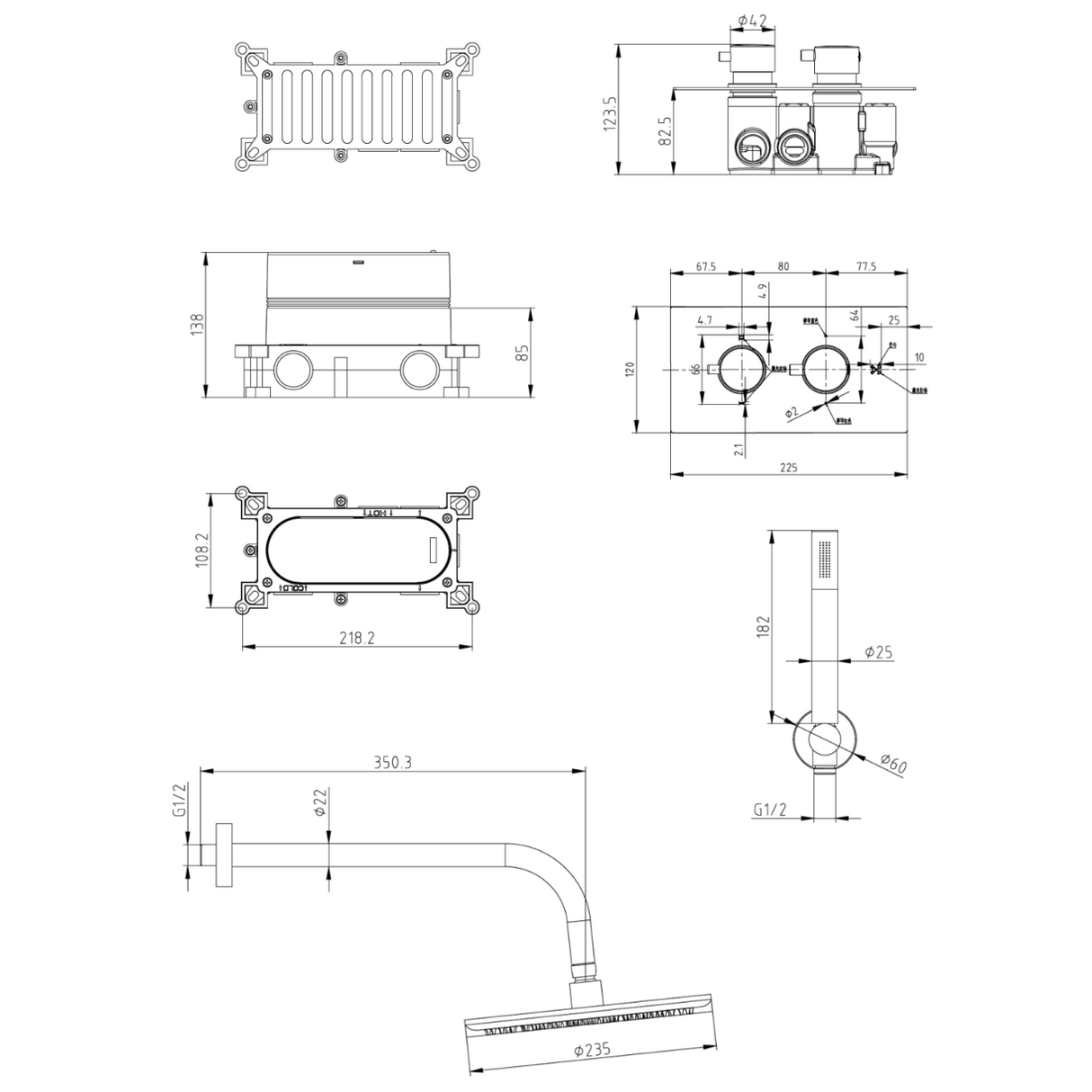 Core Round Handle, Handset & Mounting Bracket