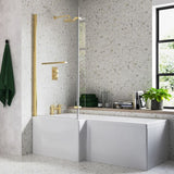 Navarre L Shape 1700x850x560mm 0TH Shower Bath Pack - Brushed Brass