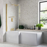 Navarre L Shape 1700x850x560mm 0TH Shower Bath Pack - Brushed Brass