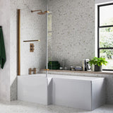 Navarre L Shape 1700x850x560mm 0TH Shower Bath Pack - Brushed Bronze
