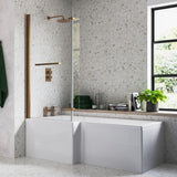 Navarre L Shape 1700x850x560mm 0TH Shower Bath Pack - Brushed Bronze