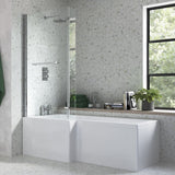 Navarre L Shape 1700x850x560mm 0TH Shower Bath Pack - Chrome