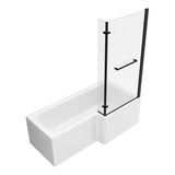 Navarre L Shape 1700x850x560mm 0TH Shower Bath Pack - Matt Black