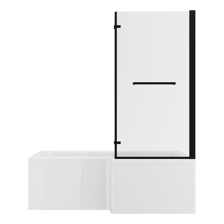 Navarre L Shape 1700x850x560mm 0TH Shower Bath Pack - Matt Black