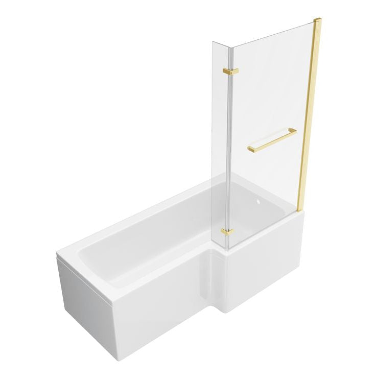 Navarre L Shape 1700x850x560mm 0TH Shower Bath Pack - Brushed Brass