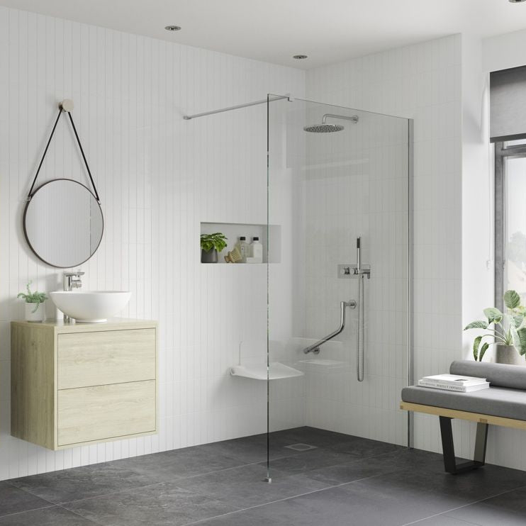 Iconix Wetroom Panel & Floor-to-Ceiling Pole - Chrome