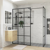 Iconix Framed Wetroom Panel – Matt Black