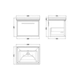 nuie lux Roseburn Autumn Oak 1 Drawer Wall Hung Vanity Unit With Fireclay Basin