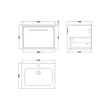 Nuie Lux Roseburn Autumn Oak Wall Hung 1-Drawer Unit & Stone Basin 1TH