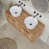 nuie lux Roseburn 1200mm Autumn Oak 2 Drawer Wall Hung Vanity Unit With Co-ordinating Worktop