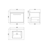 nuie lux Roseburn Autumn Oak 1 Drawer Wall Hung Vanity Unit With Basin With Marble Worktop