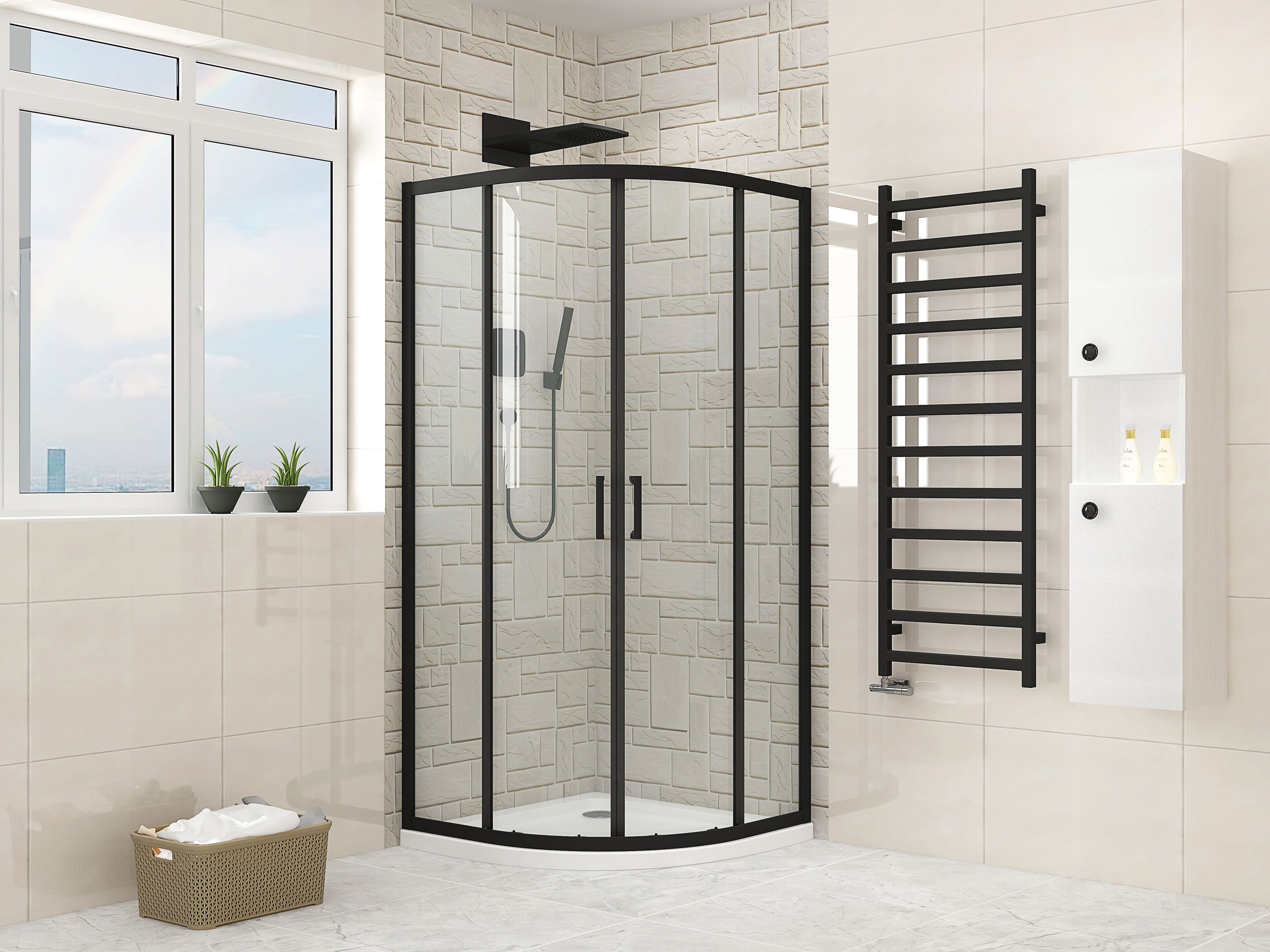 ONDAS Black 6MM Toughened glass Shower Enclosure 900MM X 900MM X 1900MM