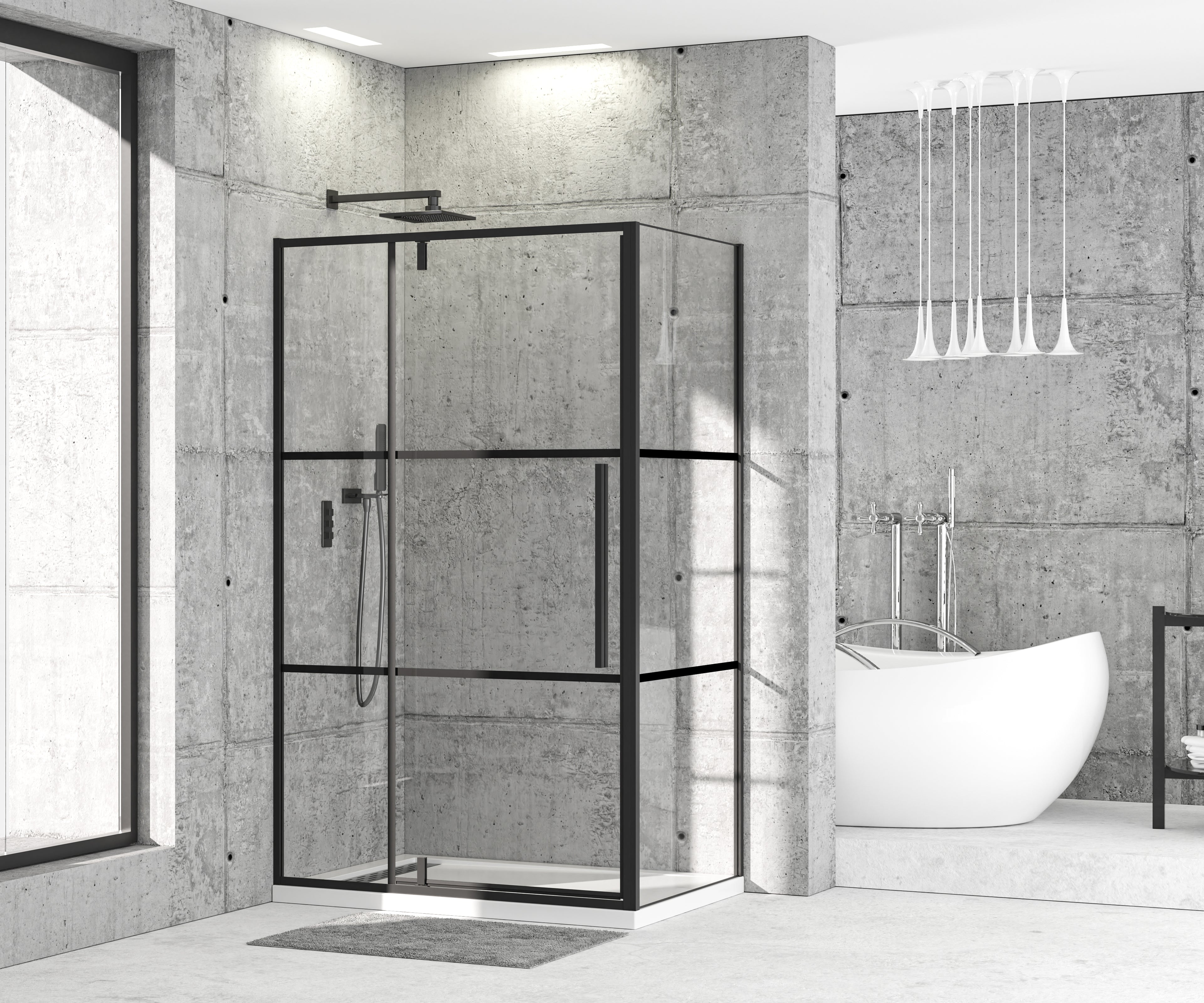 Saito Matte Black shower Enclosure 1000MM X 800MM - 800MM Door