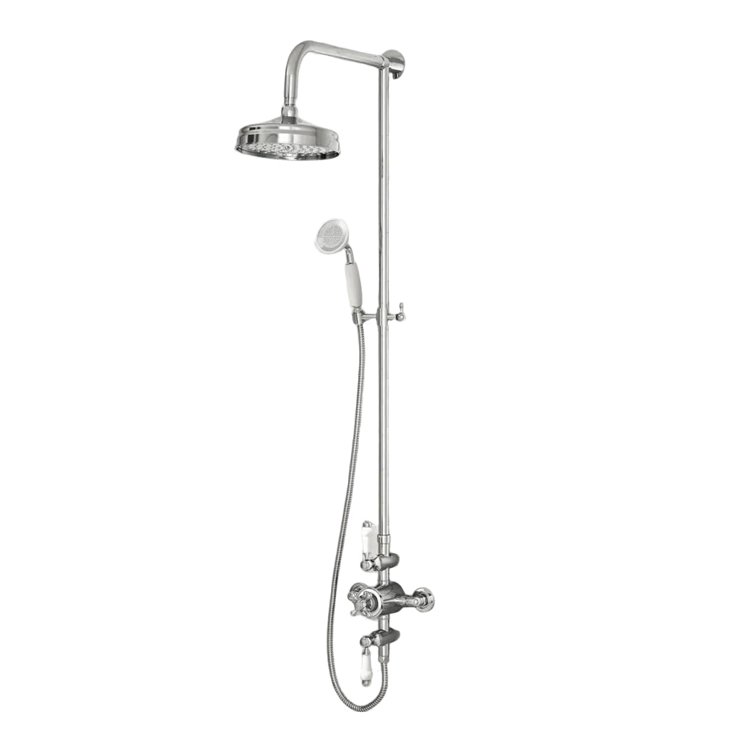 Traditional Rigid Riser Shower with Fixed Head and Handset