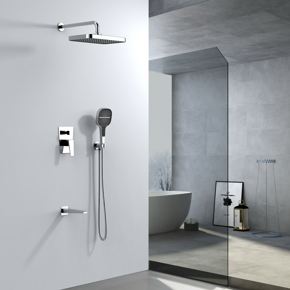 Azen Concealed Jet Shower/bath Mixer Polished Chrome