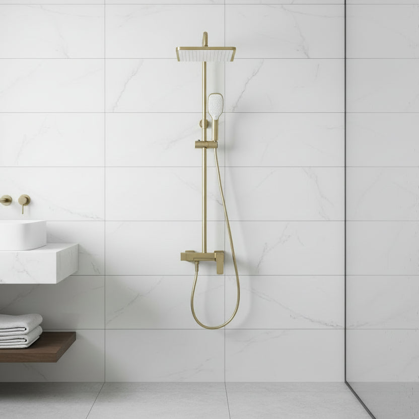 Clyro exposed shower mixer brushed brass gold