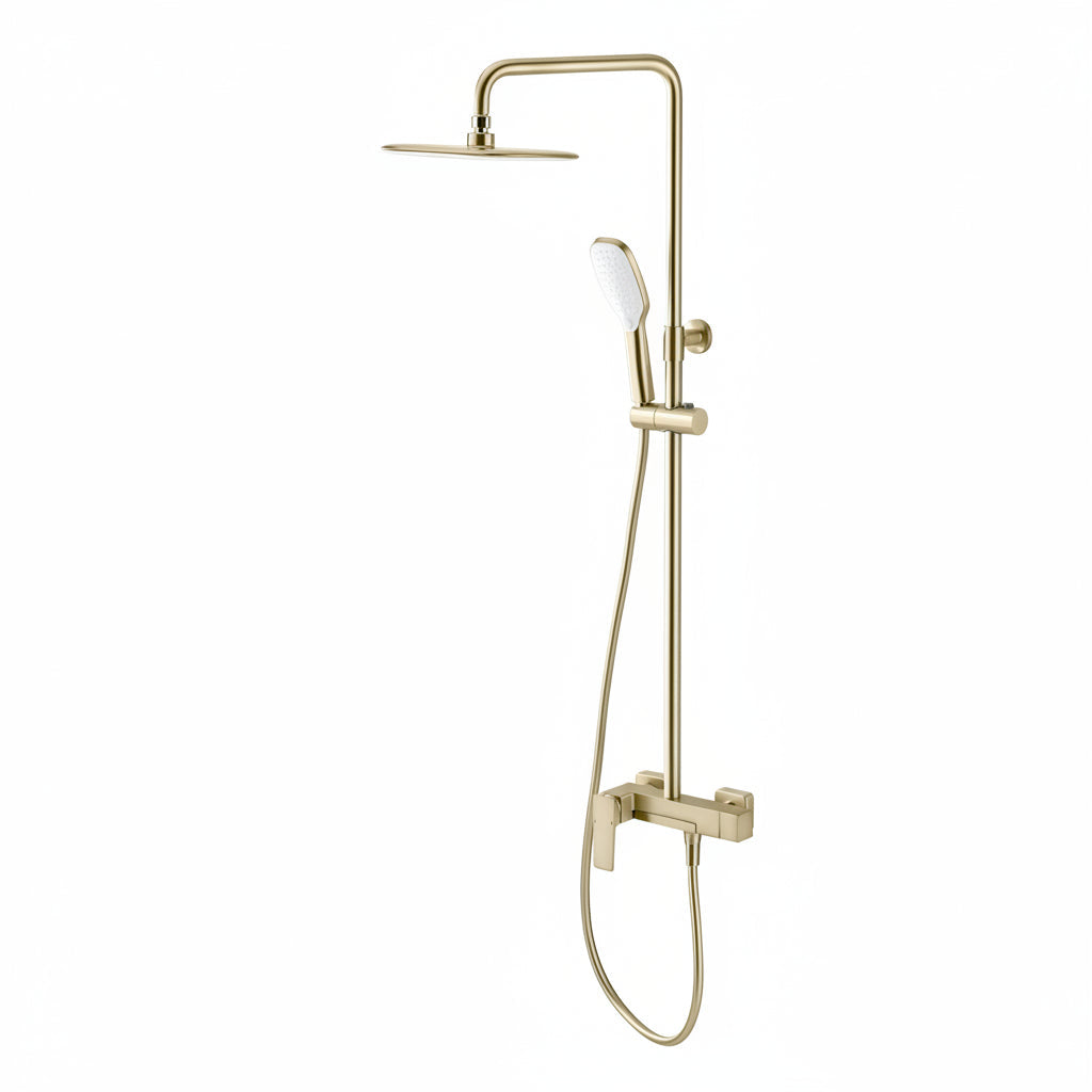 Clyro exposed shower mixer brushed brass gold