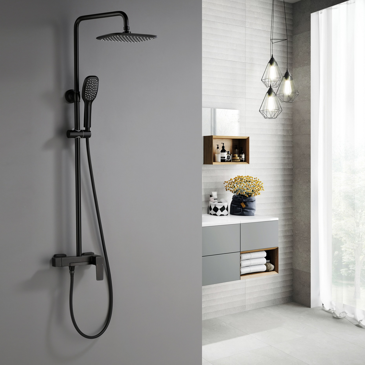 Clyro exposed shower mixer matte black
